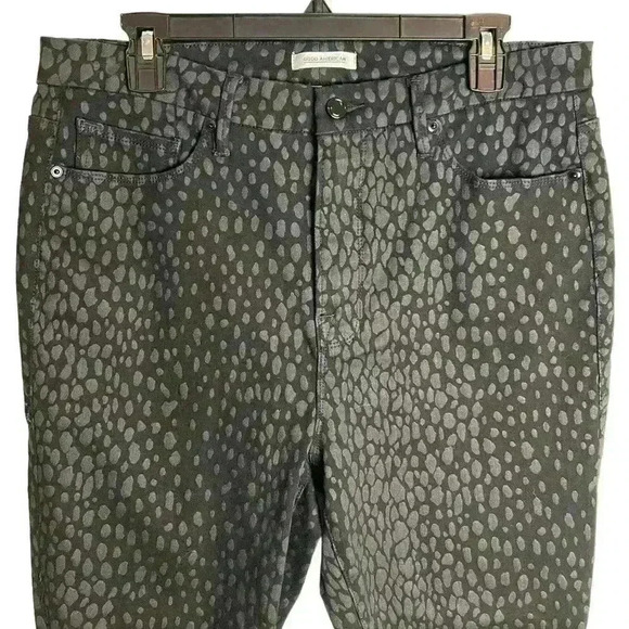 GOOD American Good Legs Crop Black Foil Leopard High Waist Animal Print Size 16 - Picture 3 of 8